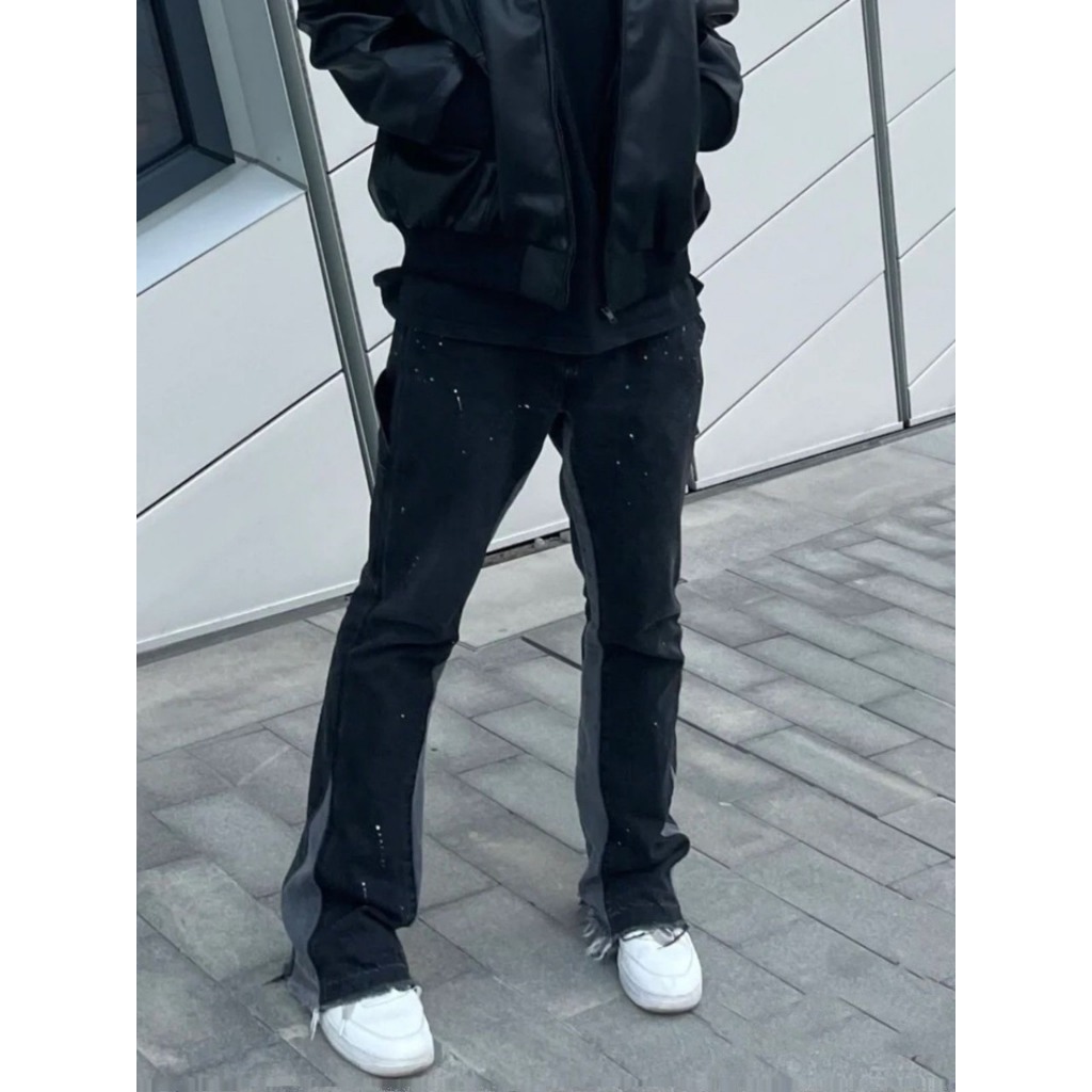 Quần Jeans Gallery Dept Flared Paint Splatter Denim, Quần bò jeans ống suông, quần ống loe nam