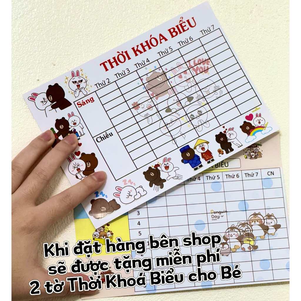 2 tờ Thời Khóa Biểu cho HS