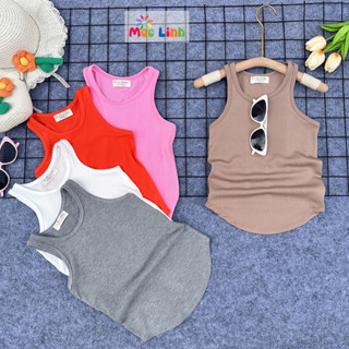 Áo ba lỗ bé gái ôm body đuôi tôm chất thun tăm, áo sát nách cho bé gái mùa hè