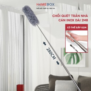 Chổi Quét Trần Nhà Gấp Gọn Dài 2m8 Đầu Chổi Có Thể Uốn Cong, Cây Phất Trần Quét Mạng Nhện Quét Bụi