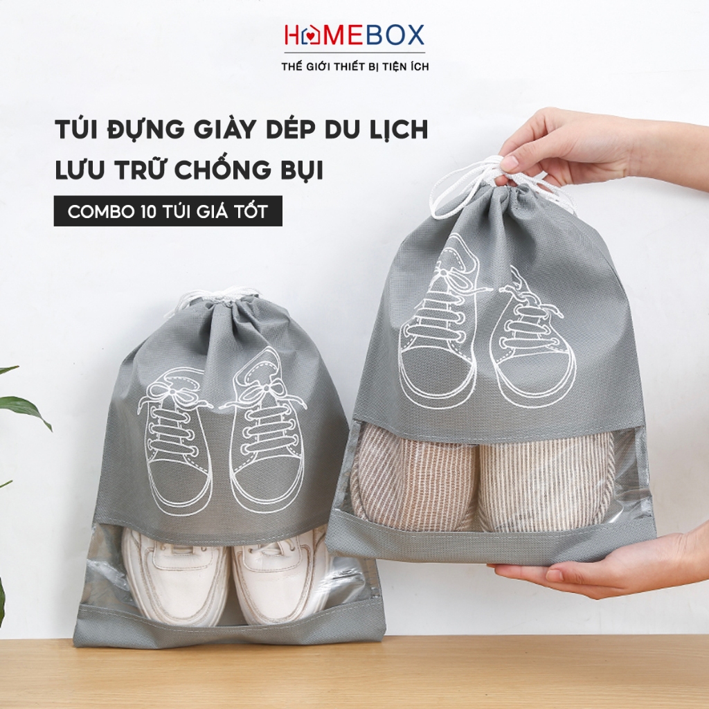 COMBO 10 Túi Đựng Giày Dép Du Lịch Có Dây Rút Tiện Lợi, Túi Bảo Quản Giày Dép Thể Thao Chống Bụi Bẩn