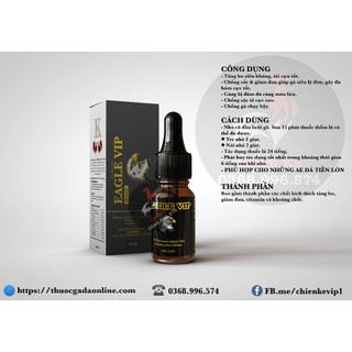 Thuốc gà đá eagle vip - chính hãng mexico - tăng bo, tải cựa, chống ói, lỳ đòn - chiết lẻ 1cc