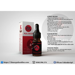 Thuốc gà đá red devil - chính hãng usa - tăng bo, tải cựa, chống ói, lỳ đòn - chiết lẻ 1cc