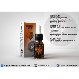 Thuốc gà đá lion king - chính hãng mexico - tăng bo, tải cựa, chống ói, lỳ đòn - chiết lẻ 1cc