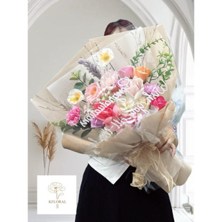  HÌNH THẬT - Bó hoa sáp Freestyle SIZE LỚN mix hoa 