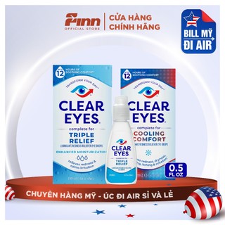 2 loại nhỏ mắt clear eyes giúp bôi trơn và giảm đỏ mắt triple relief và cooilng comfort - 0.5oz 15ml