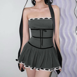 [Đ19] Đầm ống phối ren có mút lót chất thun tăm Nữ Dress Women