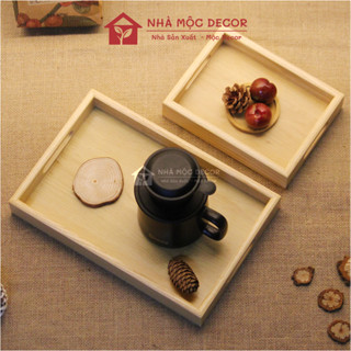 Khay Gỗ Có Tay Cầm Nhà Mộc Decor Dùng để Bưng Bê Đồ Ăn Uống Đồ Dùng, Ăn Uống