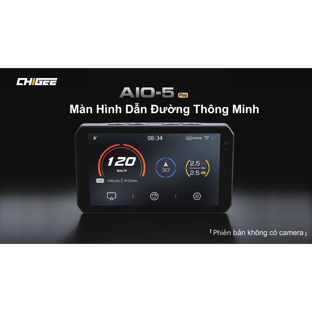 Màn hình dẫn đường Chigee Android auto & Carplay không camera Aio 5play