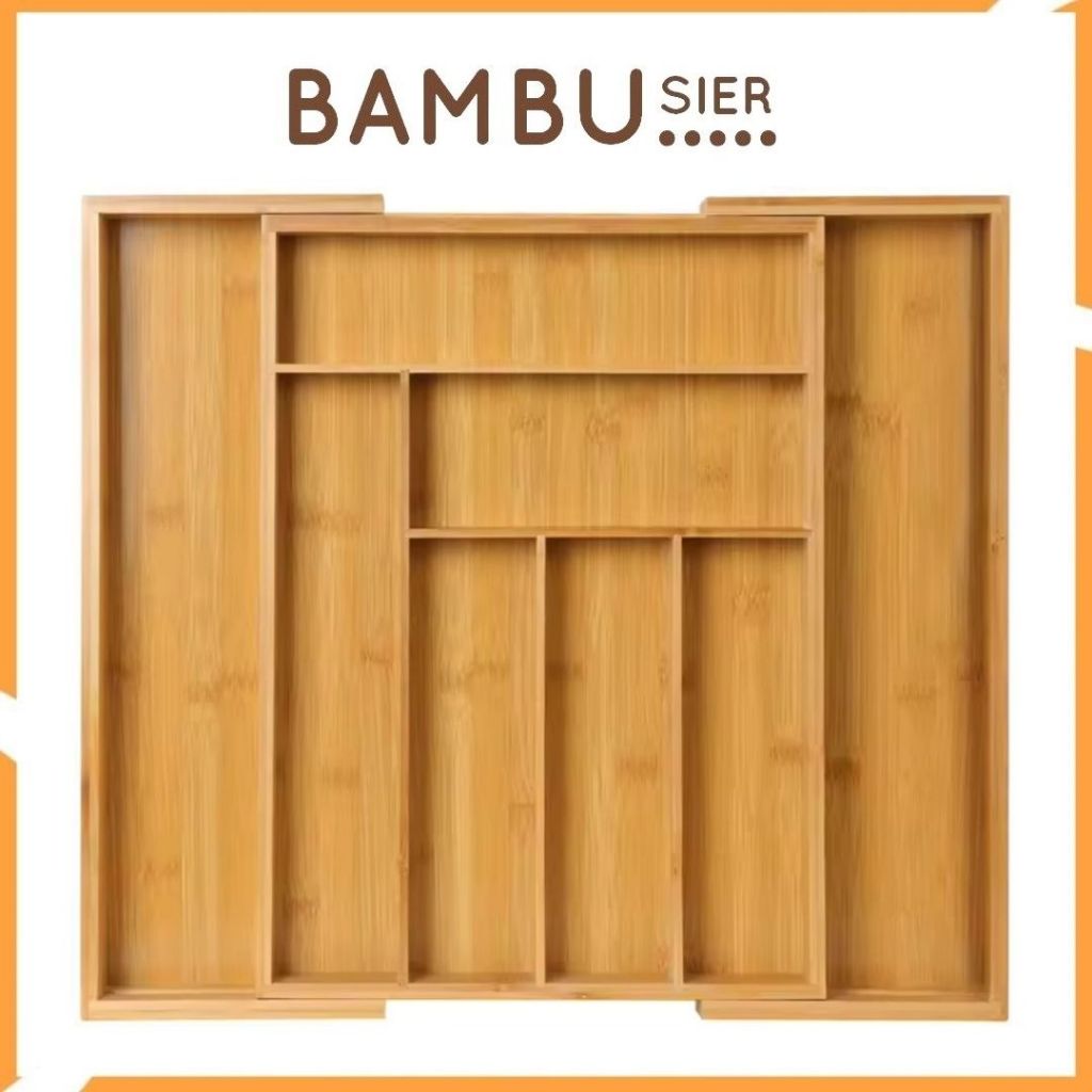 Khay gỗ tre chia ngăn kéo tủ bếp