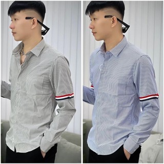 Áo sơ mi loang đôi dài tay chất lụa mịn in logo chìm đẹp chuẩn size