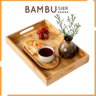 Khay đựng bánh đồ ăn để ấm chén uống trà gỗ tre