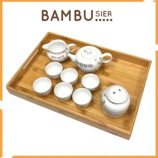 Khay gỗ tre đa năng đựng đồ ăn uống trà