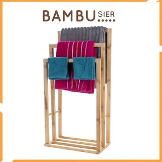 Giá phơi khăn tắm khăn mặt 3 tầng bằng gỗ tre tự nhiên