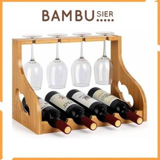 Giá kệ rượu vang để bàn bằng gỗ tre