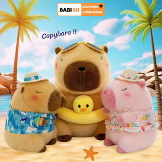 Capybara Phao VỊt Đi Biển Hoạ Tiết Má Hồng Đáng Yêu Gấu Bông Capybara Trang Phục Tắm Biển
