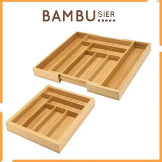 Khay gỗ tre chia ngăn đựng đồ muỗng đũa thìa dĩa ngăn kéo tủ bếp
