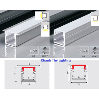 Đèn led thanh nhôm âm 1010, thanh nhôm nổi 1010, kích thước 10x10mm, cây 1m