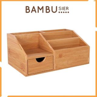 Khay cắm bút bằng tre để bàn có ngăn kéo