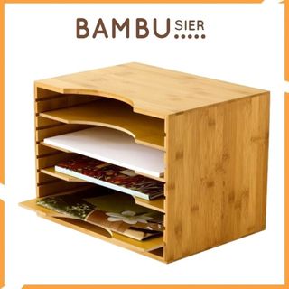 Hộp đựng hồ sơ tài liệu văn phòng để bàn gỗ tre _ BOF