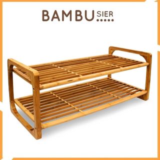 Giá kệ để giầy dép bằng gỗ tre tự nhiên 2 tầng