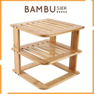 Kệ gỗ tre 3 tầng để bàn đựng đồ đa năng _ MINTIOS