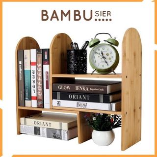 Kệ sách để bàn lắp ghép đa năng bằng gỗ tre cao cấp _ BOSTAND