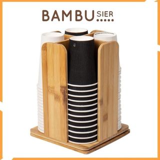 Kệ gỗ tre đựng đồ đa năng để ly trà sữa cốc nhựa ly giấy