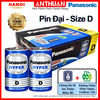  2 viên Pin Đại D Panasonic R20UT 2S 1.5V Chính Hãng - Cho bếp ga đèn pin đài radio và các thiết bị 