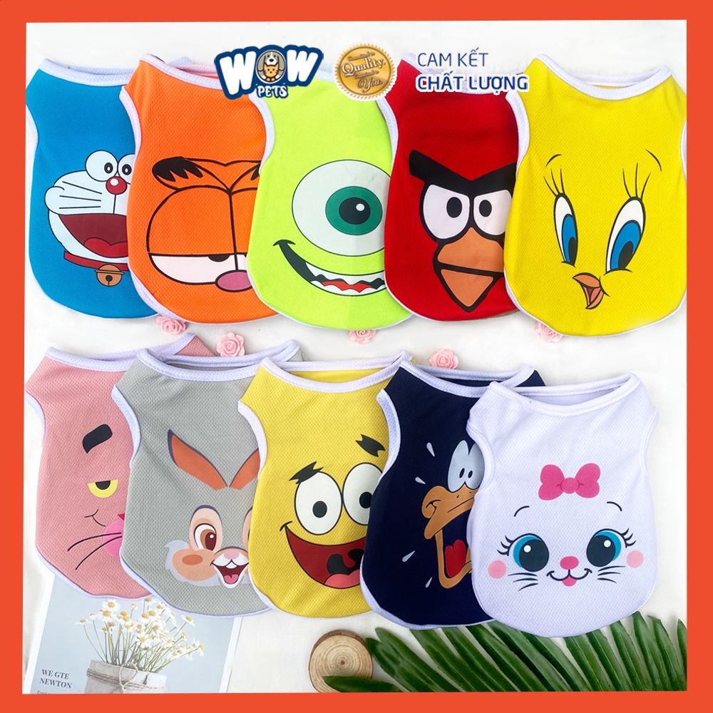 [F059] Áo Thun Ba Lỗ Hoạt Hình Ngộ Nghĩnh Wowpets Thời Trang Quần Áo Cho Chó Mèo Thoáng Mát Giá Rẻ