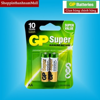 Pin aa gp super alkaline vỉ 2 viên chính hãng