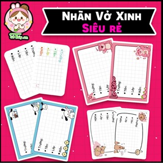 Set 10 nhãn vở , nhãn vở cute , giấy nhãn vở cho học sinh hình dễ thương