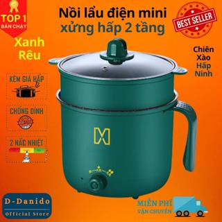 Nồi lẩu điện nguyên sinh đa năng 14cm và 28cm, chống dính vân đá công suất 1000W tiện dụng kèm giá hấp 304 hãng D Danido