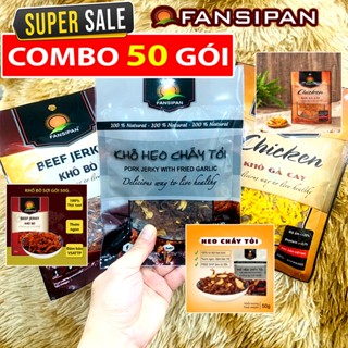 [COMBO 50 Gói] Khô Bò, Khô Gà, Khô Heo Cháy Tỏi 50g Chính Hãng Fansipan - SALE Đồ Ăn Vặt Việt Nam