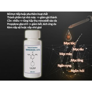Dung dịch minoxidil 15% thành phẩm tại nhà máy giúp ngăn rụng và mọc râu tóc