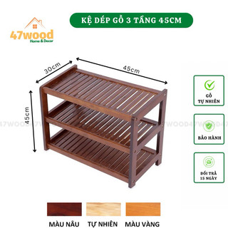 Kệ để giày dép 3 tầng gỗ cao su - Kệ để giày bằng gỗ 3 tầng 47wood