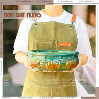  Chậu Tròn Vân Long Bonsai cây cảnh màu xanh ngọc đẹp trồng cây tiểu cảnh phong thủy | Tiệm Đất Nung 