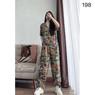 Bộ lanh thổ cẩm (áo cộc quần dài ống suông)