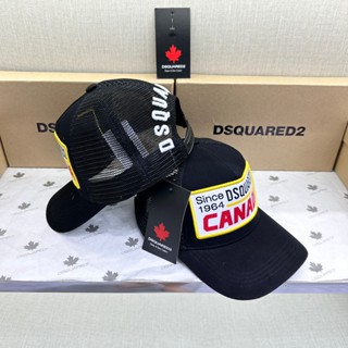 Mũ nón lưỡi trai nam nữ DSQ kaki cotton đen thêu khung logo chữ Dsq2 Canada gáy lưới dệt chữ MLT48P