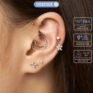 Khuyên tai vòng 1 đá Diamond Bead Ring CockStock