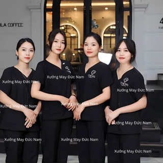 Đồng phục Spa màu Đen Cao Cấp, Bộ quần áo y tế, Áo blue, Scrubs bác sĩ,Blouse,y tá Nam nữ