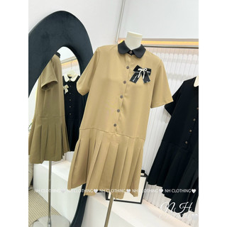 Váy xuông cổ sen kèm tag nơ