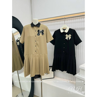 Váy xuông cổ sen kèm tag nơ