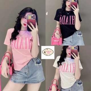  Áo thun nữ Borip in chữ nổi cổ tròn tay ngắn dáng ôm dưới 55kg mặc đẹp  Mã HIADA  