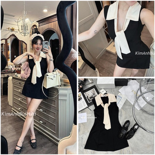 Váy xốp cổ đức phối cavat