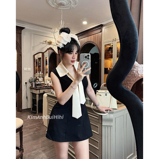 Váy xốp cổ đức phối cavat (sale)