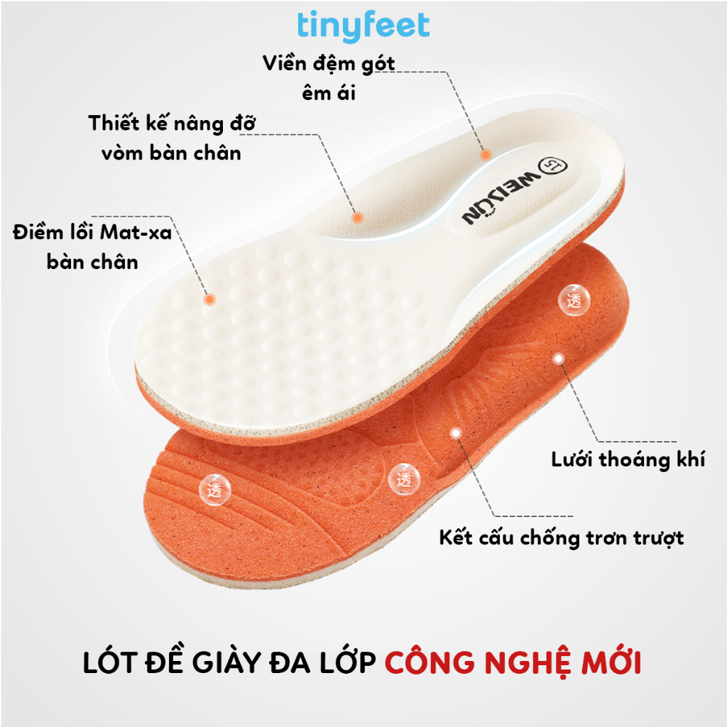 Giày Tập Đi Chống Bẹt Chân Mẫu Mới Hè 2025 TINYFEET WJ05 Thoáng Khí Cho Bé Trai Bé Gái 1-3 Tuổi | BigBuy360 - bigbuy360.vn