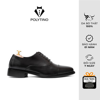 Giày Tây Nam Trẻ Trung Da Bò Cao Cấp Oxford 0161 POLYTINO Giày Chú Rể Tăng Chiều Cao Đế Phíp Bảo Hành 12 Tháng