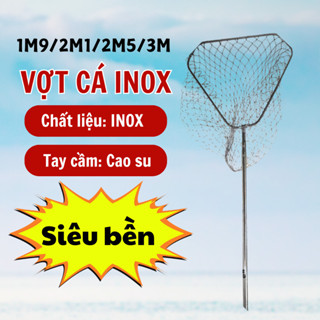 Vợt Cá Inox Cao Cấp Tay Cầm Cao Su Chịu Lực Đến 20KG Vợt Câu Cá Vành Tam Giác - Đồ Câu Duy Khánh