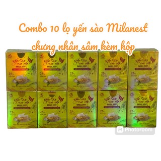  Combo 10 hũ  Yến sào cao cấp Milanest chưng nhân sâm đông trùng kèm hộp lọ 70ml 